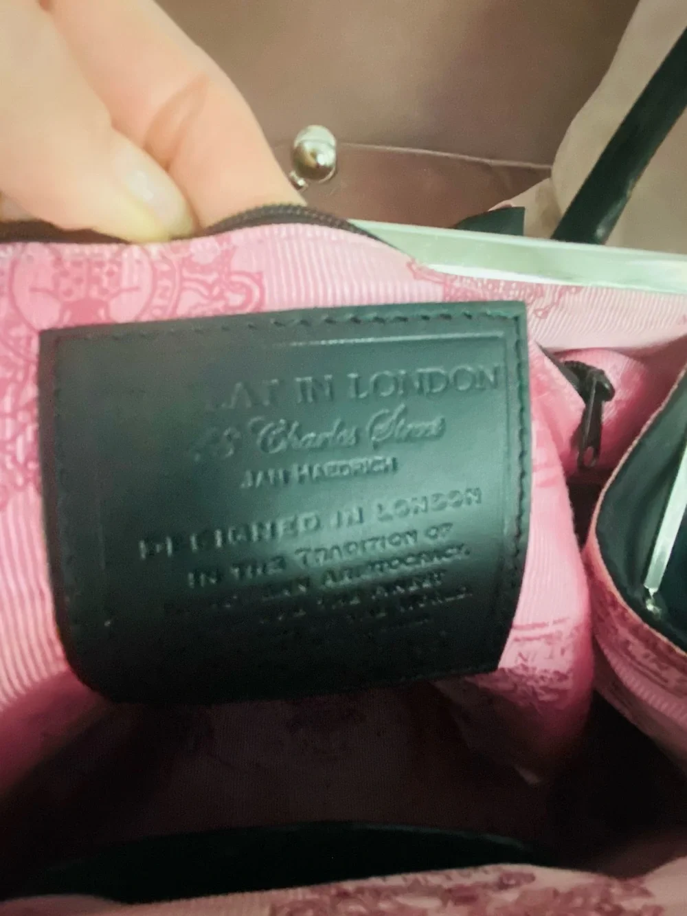 My Flat in London Black Quilted Satchel with Pink Bow and Crystal Crown